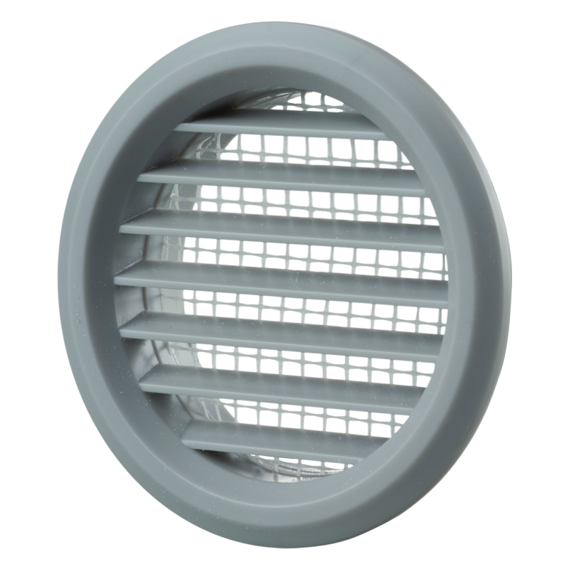Vents MV 50 bVs gray - One-piece plastic grilles with straight louvers, round flange for door installation