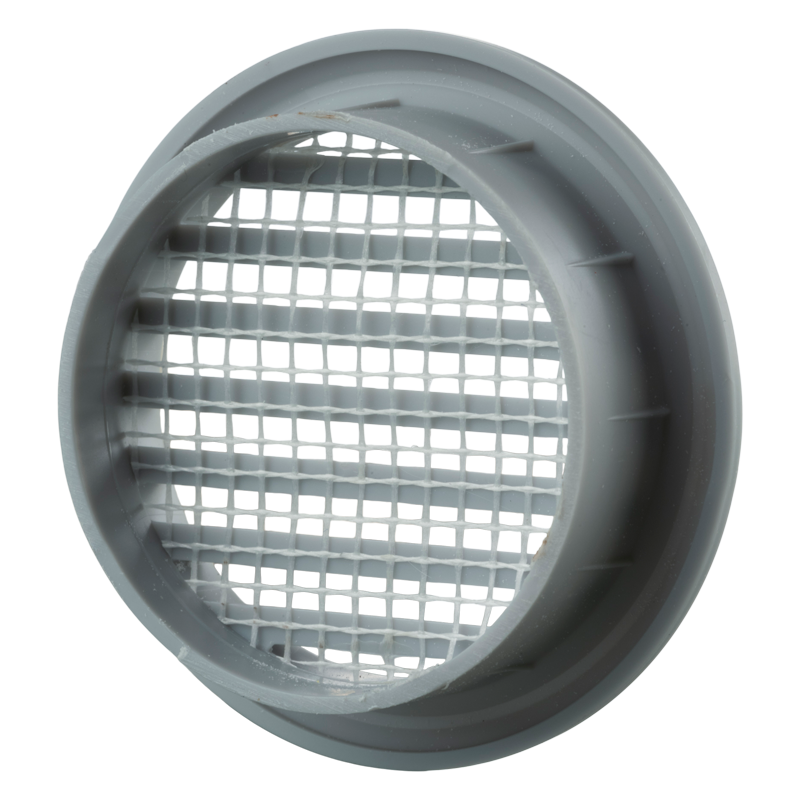 Vents MV 50 bVs gray - One-piece plastic grilles with straight louvers, round flange for door installation