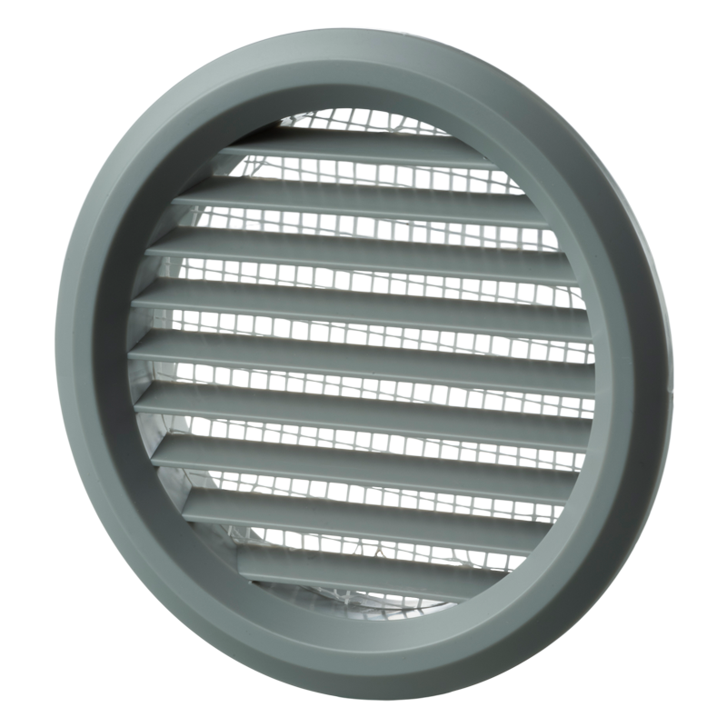 Vents MV 80 bVs gray - One-piece plastic grilles with straight louvers, round flange