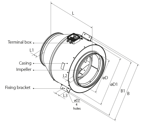 Vents VKM 355 EC - Dimensions