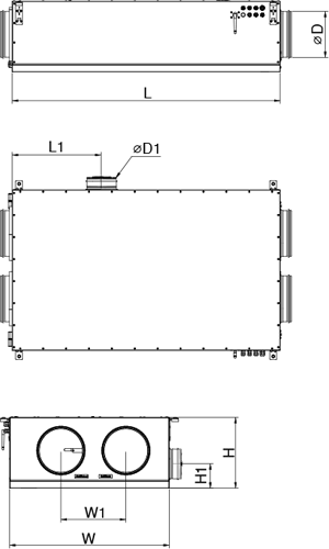 Vents VUER 351 P EC L A21 - Dimensions