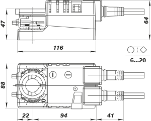 Вентс Belimo LM230A - Размеры