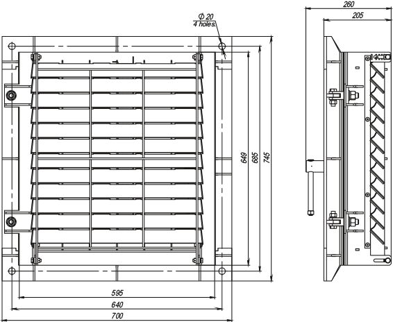 Vents UZR-700x745 - Dimensions