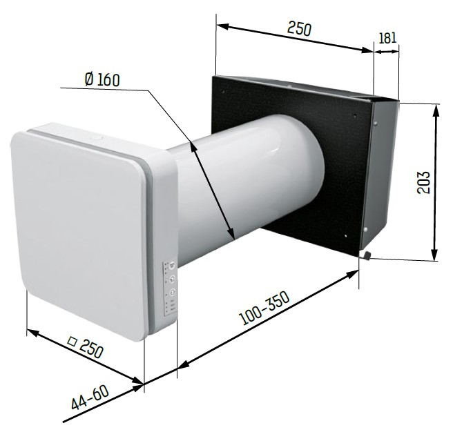 Vents TwinFresh Atmo Wi-Fi C1 L035 22 - Dimensions