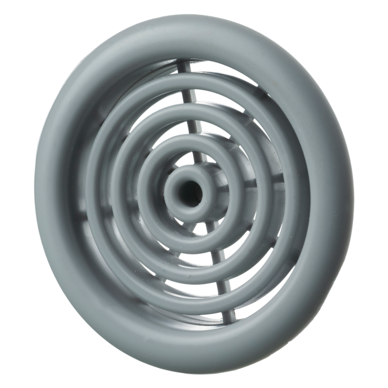 Vents MV 51 bV gray - One-piece plastic grilles with straight louvers, round flange for door installation