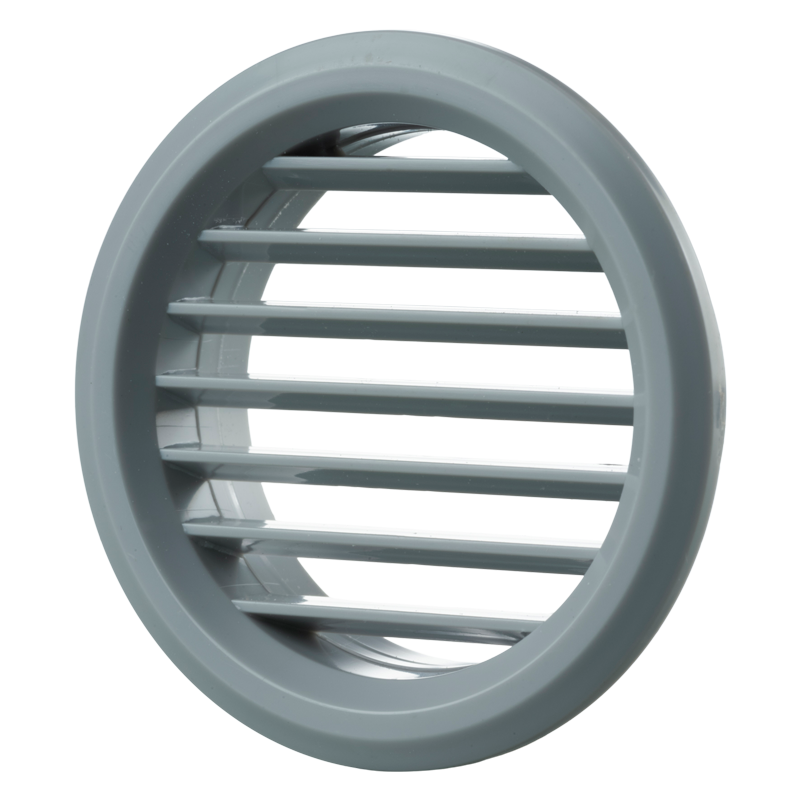 Vents MV 50 bV gray - One-piece plastic grilles with straight louvers, round flange for door installation