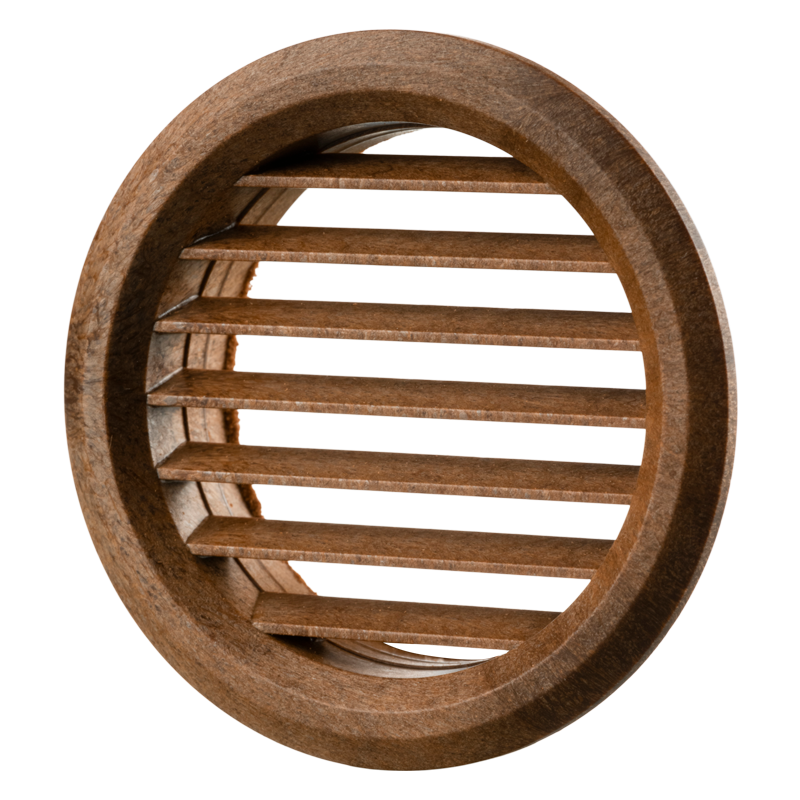 Vents MV 50 bV redwood - One-piece plastic grilles with straight louvers, round flange for door installation