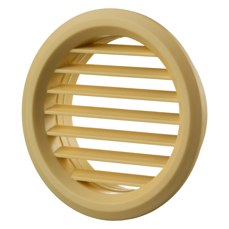 Vents MV 50 bV beige - One-piece plastic grilles with straight louvers, round flange for door installation
