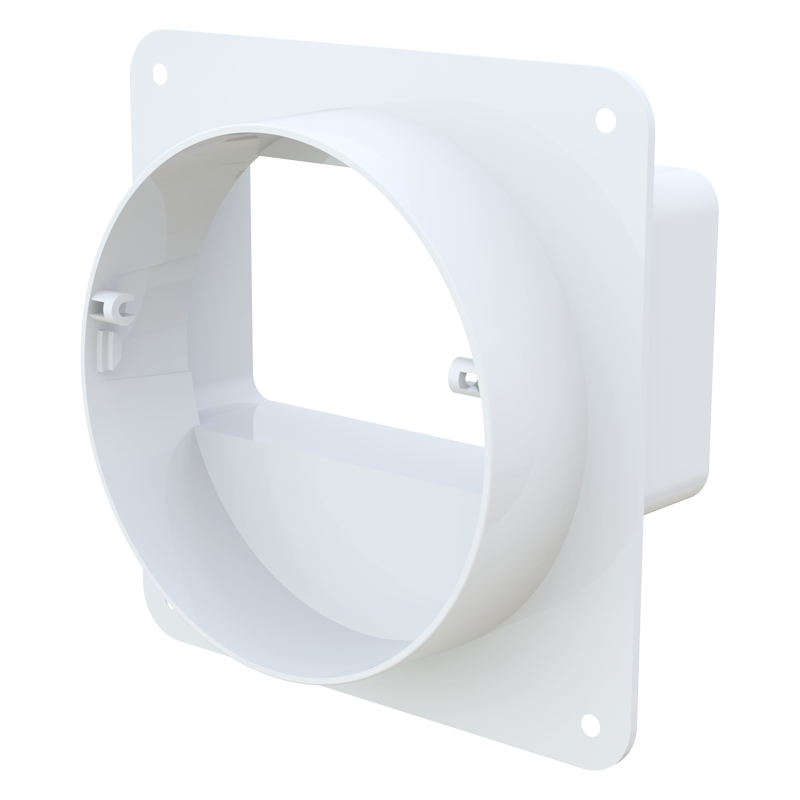 Series Vents Round and flat air duct connector with a wall plate - Flache Rohre - Kunststoffrohre