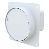 Rundrohren - Kunststoffrohre - Series Vents Round and flat channel connector with a wall plate and a back valve