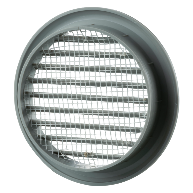 Vents MV 80 bVs gray - One-piece plastic grilles with straight louvers, round flange