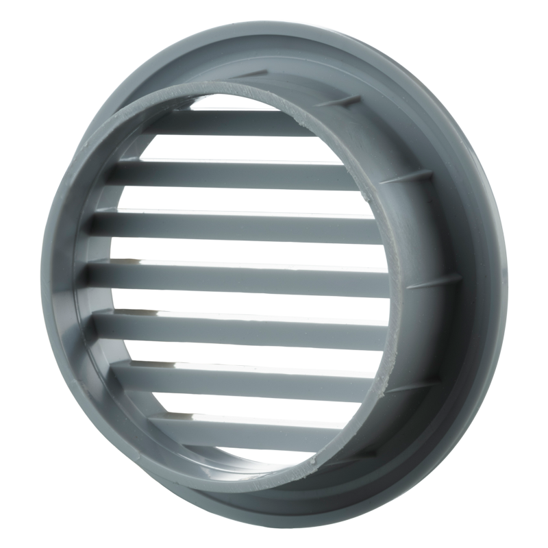Vents MV 50 bV gray - One-piece plastic grilles with straight louvers, round flange for door installation