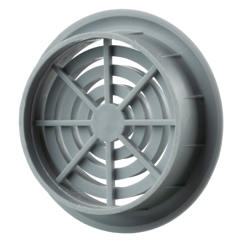 Vents MV 51 bV gray - One-piece plastic grilles with straight louvers, round flange for door installation