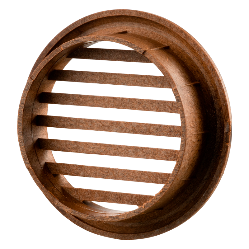 Vents MV 50 bV redwood - One-piece plastic grilles with straight louvers, round flange for door installation